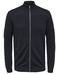 dunkelblauer Pullover mit einem Reißverschluß von Selected Homme