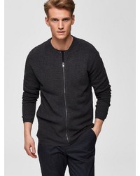 dunkelblauer Pullover mit einem Reißverschluß von Selected Homme