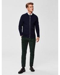 dunkelblauer Pullover mit einem Reißverschluß von Selected Homme