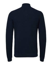 dunkelblauer Pullover mit einem Reißverschluß von Selected Homme