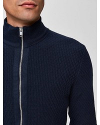 dunkelblauer Pullover mit einem Reißverschluß von Selected Homme