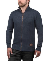 dunkelblauer Pullover mit einem Reißverschluß von Solid