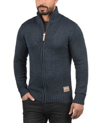 dunkelblauer Pullover mit einem Reißverschluß von Solid