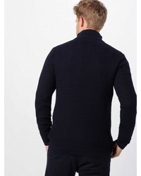 dunkelblauer Pullover mit einem Reißverschluß von Solid