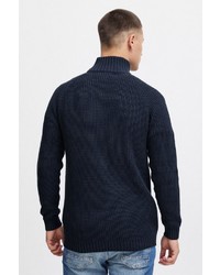 dunkelblauer Pullover mit einem Reißverschluß von Solid
