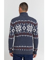 dunkelblauer Pullover mit einem Reißverschluß von Solid