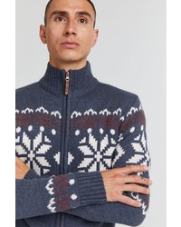dunkelblauer Pullover mit einem Reißverschluß von Solid