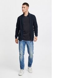 dunkelblauer Pullover mit einem Reißverschluß von Solid