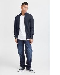 dunkelblauer Pullover mit einem Reißverschluß von Solid