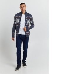 dunkelblauer Pullover mit einem Reißverschluß von Solid