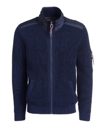 dunkelblauer Pullover mit einem Reißverschluß von Via Cortesa