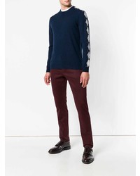 dunkelblauer Pullover mit einem Rundhalsausschnitt mit Argyle-Muster von Ballantyne