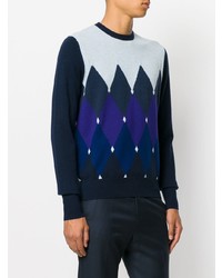 dunkelblauer Pullover mit einem Rundhalsausschnitt mit Argyle-Muster von Ballantyne