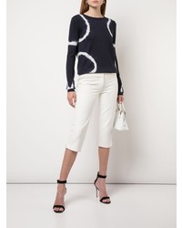 dunkelblauer Mit Batikmuster Pullover mit einem Rundhalsausschnitt von Prabal Gurung