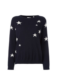 dunkelblauer Pullover mit einem Rundhalsausschnitt mit Sternenmuster von Chinti & Parker