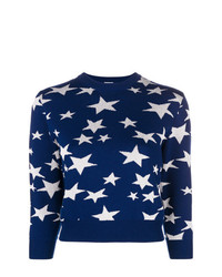 dunkelblauer Pullover mit einem Rundhalsausschnitt mit Sternenmuster von Loewe