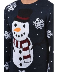 dunkelblauer Pullover mit einem Rundhalsausschnitt mit Weihnachten Muster von Shine Original