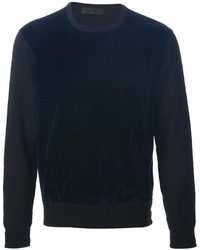 dunkelblauer Pullover mit einem Rundhalsausschnitt von Alexander McQueen