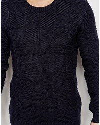 dunkelblauer Pullover mit einem Rundhalsausschnitt von Asos