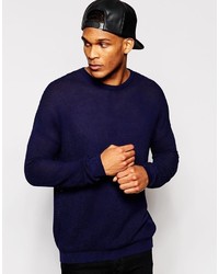 dunkelblauer Pullover mit einem Rundhalsausschnitt von Asos