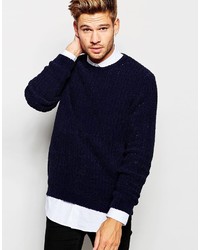 dunkelblauer Pullover mit einem Rundhalsausschnitt von Asos