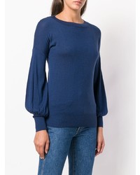 dunkelblauer Pullover mit einem Rundhalsausschnitt von Snobby Sheep