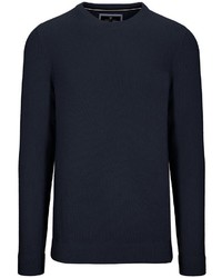 dunkelblauer Pullover mit einem Rundhalsausschnitt von BASEFIELD