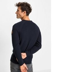 dunkelblauer Pullover mit einem Rundhalsausschnitt von bonprix