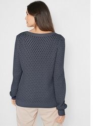 dunkelblauer Pullover mit einem Rundhalsausschnitt von bonprix