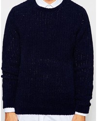 dunkelblauer Pullover mit einem Rundhalsausschnitt von Asos