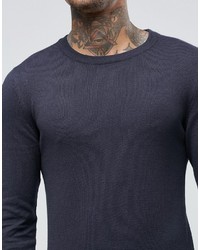 dunkelblauer Pullover mit einem Rundhalsausschnitt von Asos