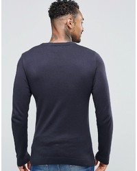 dunkelblauer Pullover mit einem Rundhalsausschnitt von Asos