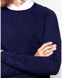 dunkelblauer Pullover mit einem Rundhalsausschnitt von Asos