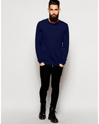 dunkelblauer Pullover mit einem Rundhalsausschnitt von Asos