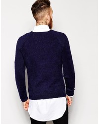 dunkelblauer Pullover mit einem Rundhalsausschnitt von Asos