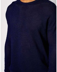 dunkelblauer Pullover mit einem Rundhalsausschnitt von Asos