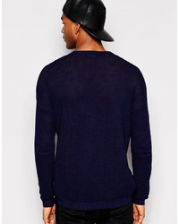 dunkelblauer Pullover mit einem Rundhalsausschnitt von Asos