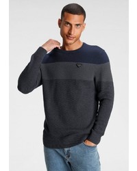 dunkelblauer Pullover mit einem Rundhalsausschnitt von BRUNO BANANI