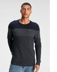 dunkelblauer Pullover mit einem Rundhalsausschnitt von BRUNO BANANI