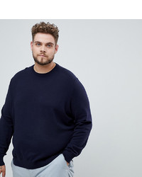 dunkelblauer Pullover mit einem Rundhalsausschnitt von Burton Menswear