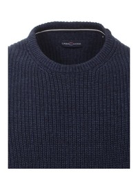 dunkelblauer Pullover mit einem Rundhalsausschnitt von Casamoda