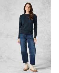 dunkelblauer Pullover mit einem Rundhalsausschnitt von Cecil