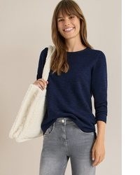 dunkelblauer Pullover mit einem Rundhalsausschnitt von Cecil