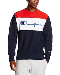 dunkelblauer Pullover mit einem Rundhalsausschnitt von Champion Reverse Weave