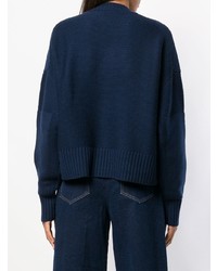 dunkelblauer Pullover mit einem Rundhalsausschnitt von Jil Sander Navy