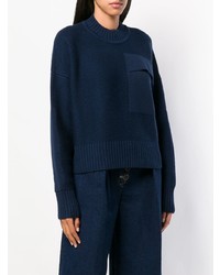 dunkelblauer Pullover mit einem Rundhalsausschnitt von Jil Sander Navy