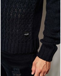 dunkelblauer Pullover mit einem Rundhalsausschnitt von ONLY & SONS