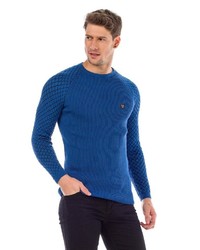 dunkelblauer Pullover mit einem Rundhalsausschnitt von Cipo & Baxx