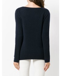 dunkelblauer Pullover mit einem Rundhalsausschnitt von 'S Max Mara