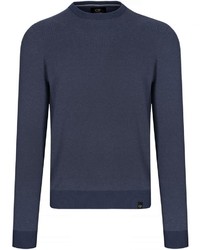 dunkelblauer Pullover mit einem Rundhalsausschnitt von COMMANDER